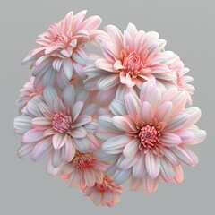 Pink Dahlia Flower with large center and green stick Isolated on white background - obrazy, fototapety, plakaty