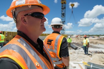 A construction supervisor overseeing a team of workers at a construction site, ensuring efficiency and adherence to project timelines, Generative AI