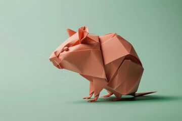 origami Hamster on pastel green background
