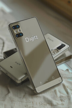 Discover The Latest In Mobile Technology With A Photorealistic Depiction Of A 2023 Android Phone Featuring The Text 'Digitz.' AI Generative.