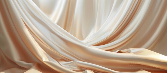 Soft background with draped fabric. Displaying product in a luxurious 3D mockup for advertisement with ample space for copy. Ideal for showcasing jewelry at events.