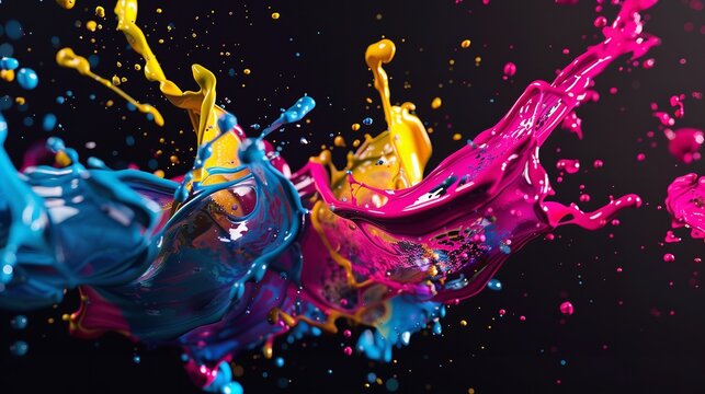 Mix Color Liquid Splashes Swirl and Waves With Abstract