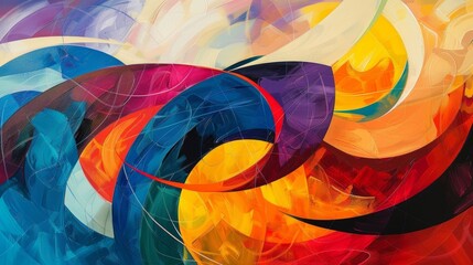Fototapeta premium An abstract painting featuring a mix of bold energetic lines and gentle flowing curves creating a sense of movement and harmony.