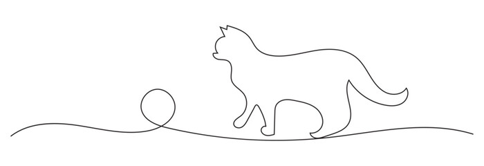 Cats vector with continuous single one line art drawing. New minimalist design minimalism animal pet of cat vector illustration. EPS 10
