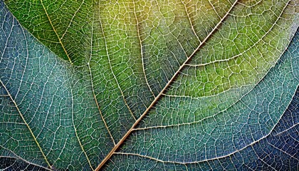 green leaf macro, leaf background with veins and cells