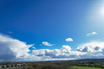 Most Beautiful View of Sky and Clouds over Oxford City of England United Kingdom