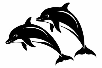 vector-of-dolphin-black-silhouette-white-background.