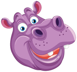 Vector graphic of a smiling purple hippopotamus face