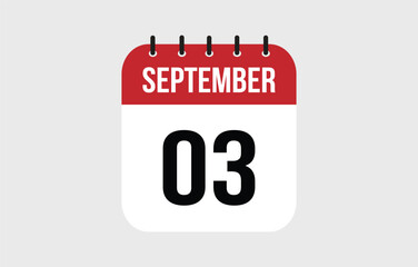 3 September Calendar. September Calendar Vector Illustration.