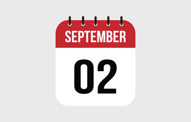 2 September Calendar. September Calendar Vector Illustration.