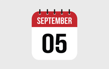 5 September Calendar. September Calendar Vector Illustration.