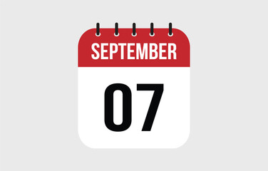 7 September Calendar. September Calendar Vector Illustration.