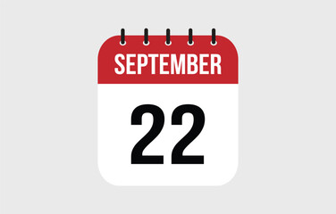 22 September Calendar. September Calendar Vector Illustration.