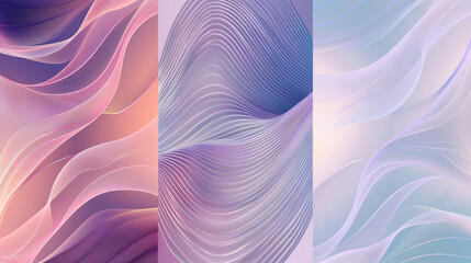 Contemporary technology cover design set. Luxury background with multi colored line pattern...