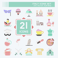Icon Set Italy. suitable for education symbol. flat style. simple design editable. design template vector. simple illustration