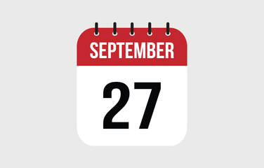 Fototapeta premium 27 September Calendar. September Calendar Vector Illustration.