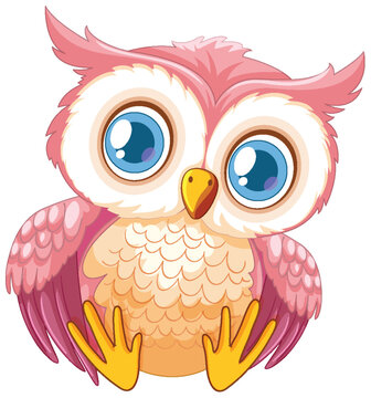 Adorable pink owl with big expressive eyes