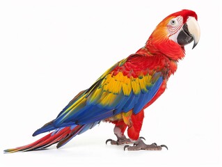 Obraz premium Side view of macaw isolated against white