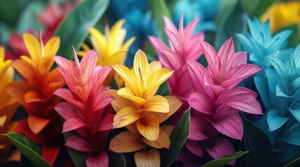 A variety of colorful flowers arranged in a vase - obrazy, fototapety, plakaty