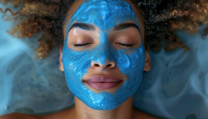 A woman in a blue mask