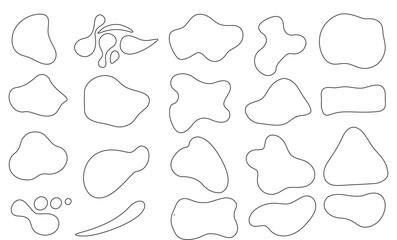 Outline Liquid shape set, Outline blob shapes Collection isolated on a white background.