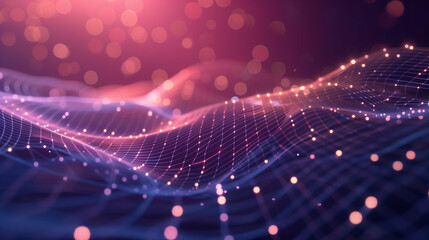 Wave of dots and weave lines. Abstract background. Network connection structure