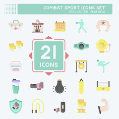 Icon Set Combat Sport. related to education symbol. flat style. simple design editable. simple illustration.boxing