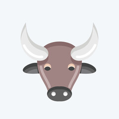 Icon Buffalo. related to Animal Head symbol. flat style. simple design editable. simple illustration. cute. education