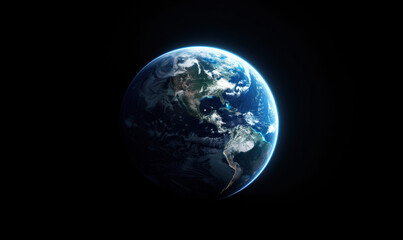 Fototapeta na wymiar Sphere of planet Earth in outer space. City lights on planet.