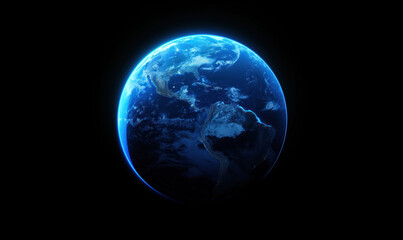 Fototapeta na wymiar Sphere of planet Earth in outer space. City lights on planet.