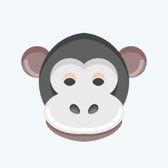 Icon Monkey. related to Animal Head symbol. flat style. simple design editable. simple illustration. cute. education