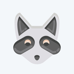 Icon Racoon. related to Animal Head symbol. flat style. simple design editable. simple illustration. cute. education