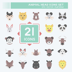 Obraz na płótnie Canvas Icon Set Animal Head. related to Animal Head symbol. flat style. simple design editable. simple illustration. cute. education