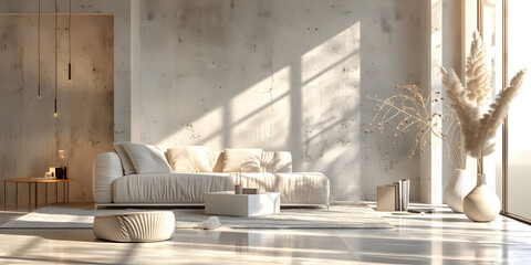 a living room with bright concrete walls inspiration ideas,