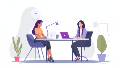 Two women are intensely focused and collaborating as they sit at a table, each engrossed in their own laptop screen, working side by side