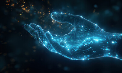 digital hand. ai and computer concept.