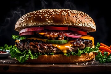hamburger on table