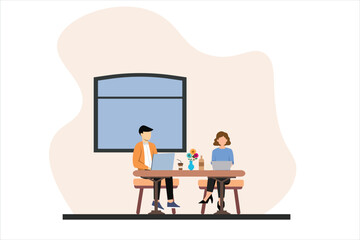 Coffee Shop Flat Illustration Design