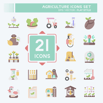 Icon Set Agriculture. related to Education symbol. flat style. simple design editable. simple illustration