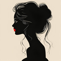  Beautiful profile of young woman vector. silhouettes. Generative AI