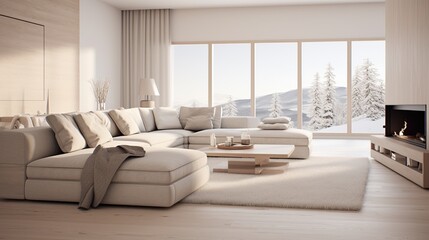 Fototapeta na wymiar Interior composition of modern minimalist luxury living room 