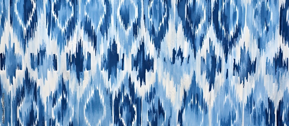 Poster capture a detailed view of a blue and white abstract design, showcasing intricate patterns and textu