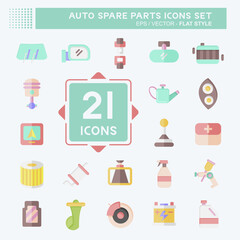 Icon Set Auto Spare Parts. related to Spare Parts symbol. flat style. simple design editable. simple illustration