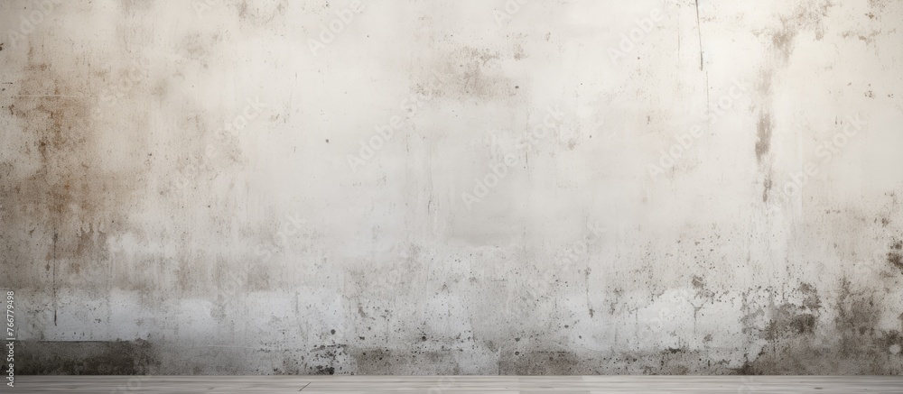Poster close up view displaying a white wall in combination with a wooden floor surface, showcasing a minim