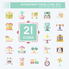 Icon Set Amusement Park. related to Circus symbol. flat style. simple design editable. simple illustration