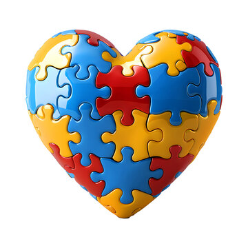 View of heart shape puzzle of the autism awareness day