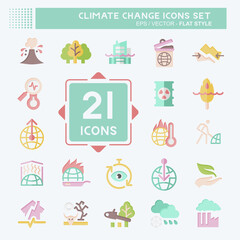 Icon Set Climate Change. related to Science symbol. flat style. simple design editable. simple illustration