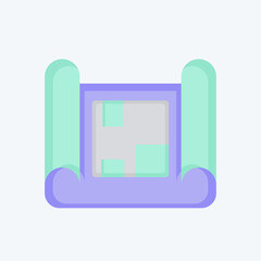 Icon Blue Print. related to Building Material symbol. flat style. simple design editable. simple illustration