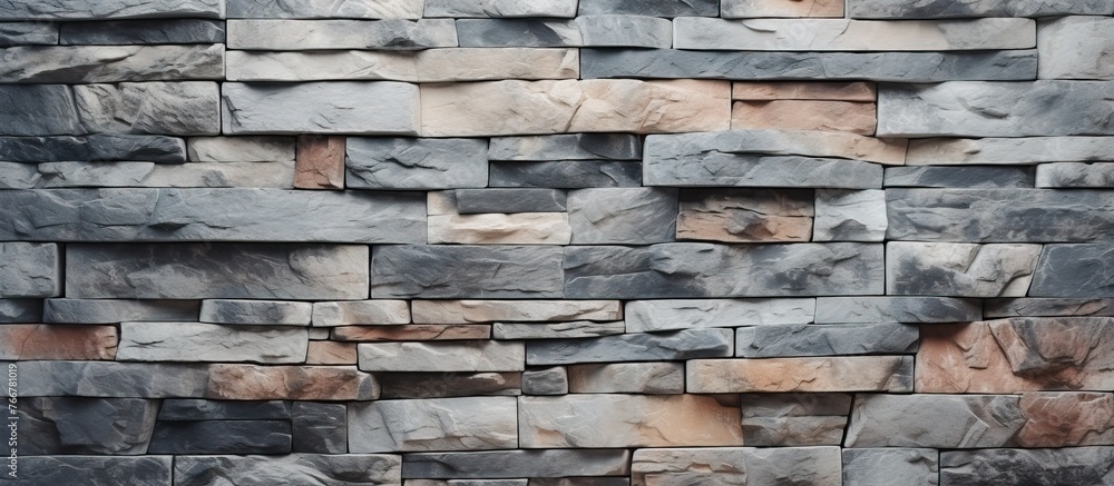 Aufkleber detailed view of a sturdy barrier formed by stacking heavy stone blocks together in a solid construc