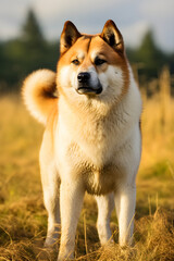 Akita Breed Dog in Natural Setting Exhibiting Its Grandeur and Exquisite Appearance